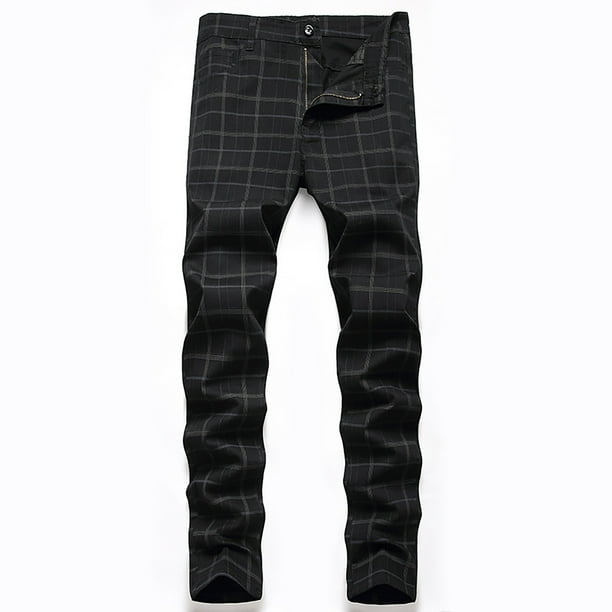 Pantalones largos a rayas para hombre, pantalones de traje ajustados y elásticos, pantalones casuales, pantalones para hombre