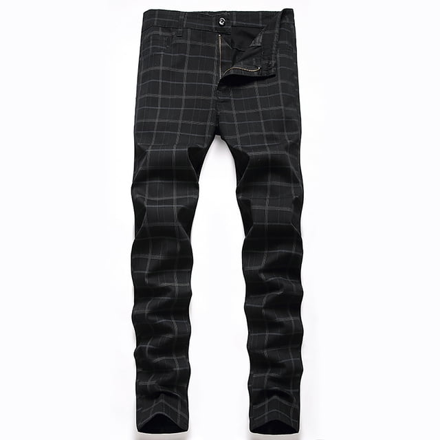 Pantalones largos a rayas para hombre, pantalones de traje ajustados y elásticos, pantalones casuales, pantalones para hombre