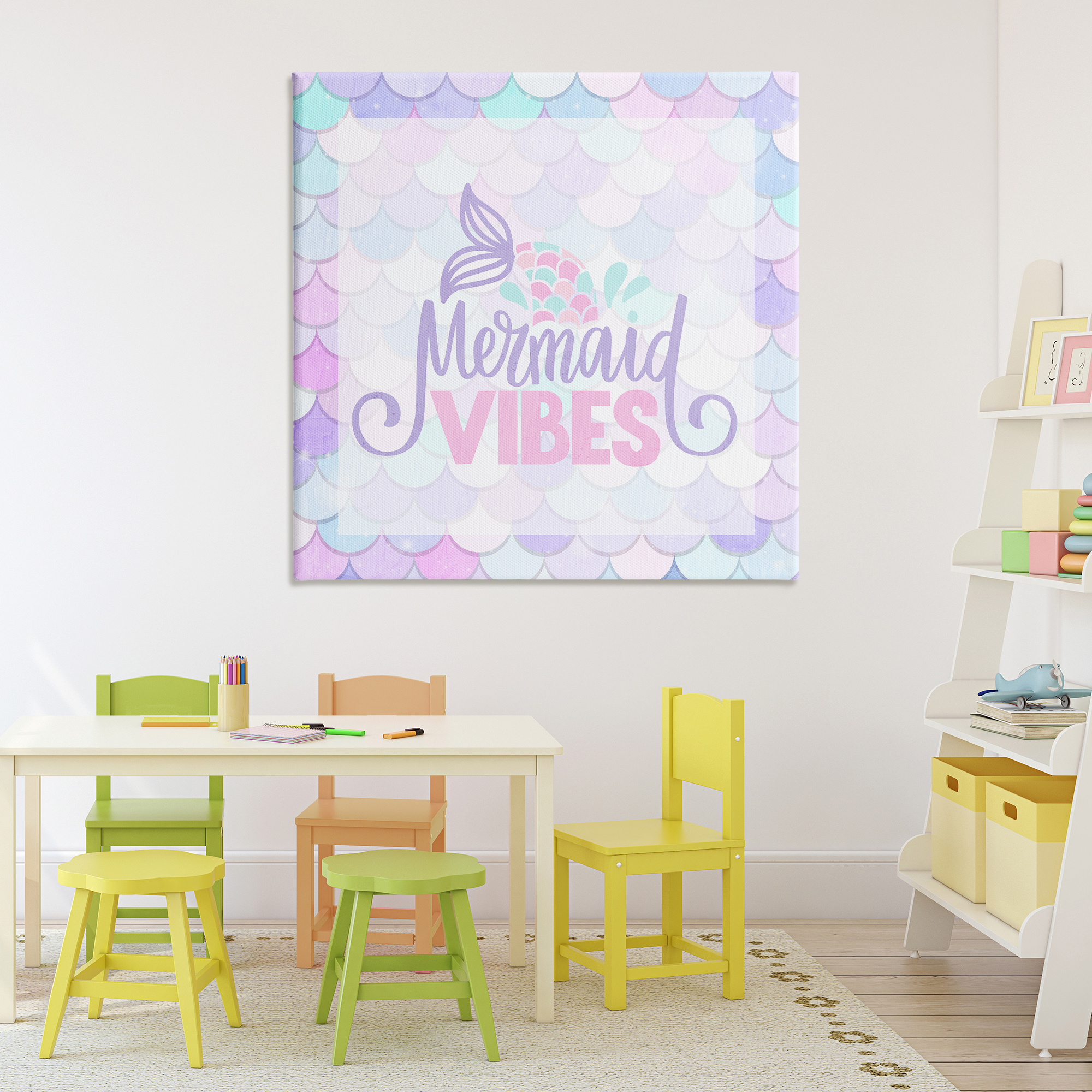 Pastel Mermaid Vibes Canvas Wall Art, design by Kim Allen
