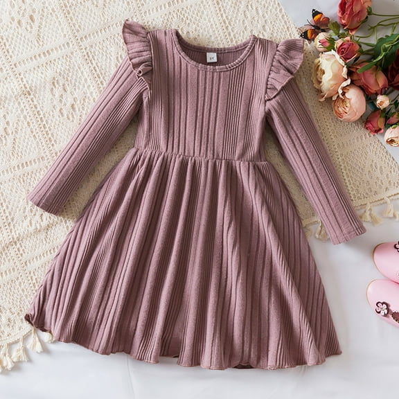 KidsChristmas Dress Long Sleeve Crew Neck A-Line Girls Winter Dress Girls Christmas Outfit Christmas Dress Baby Girl 3-4 Years
