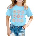 thumbnail image 1 of PMVFHDE Hauts pour Filles Hauts Basiques Tendance pour Fille Manches Courtes T-Shirts pour Filles T-Shirts Graphiques Imprimés Col Rond Manches Courtes T-Shirt Bleu Ciel, 8-9 Ans, 1 of 5