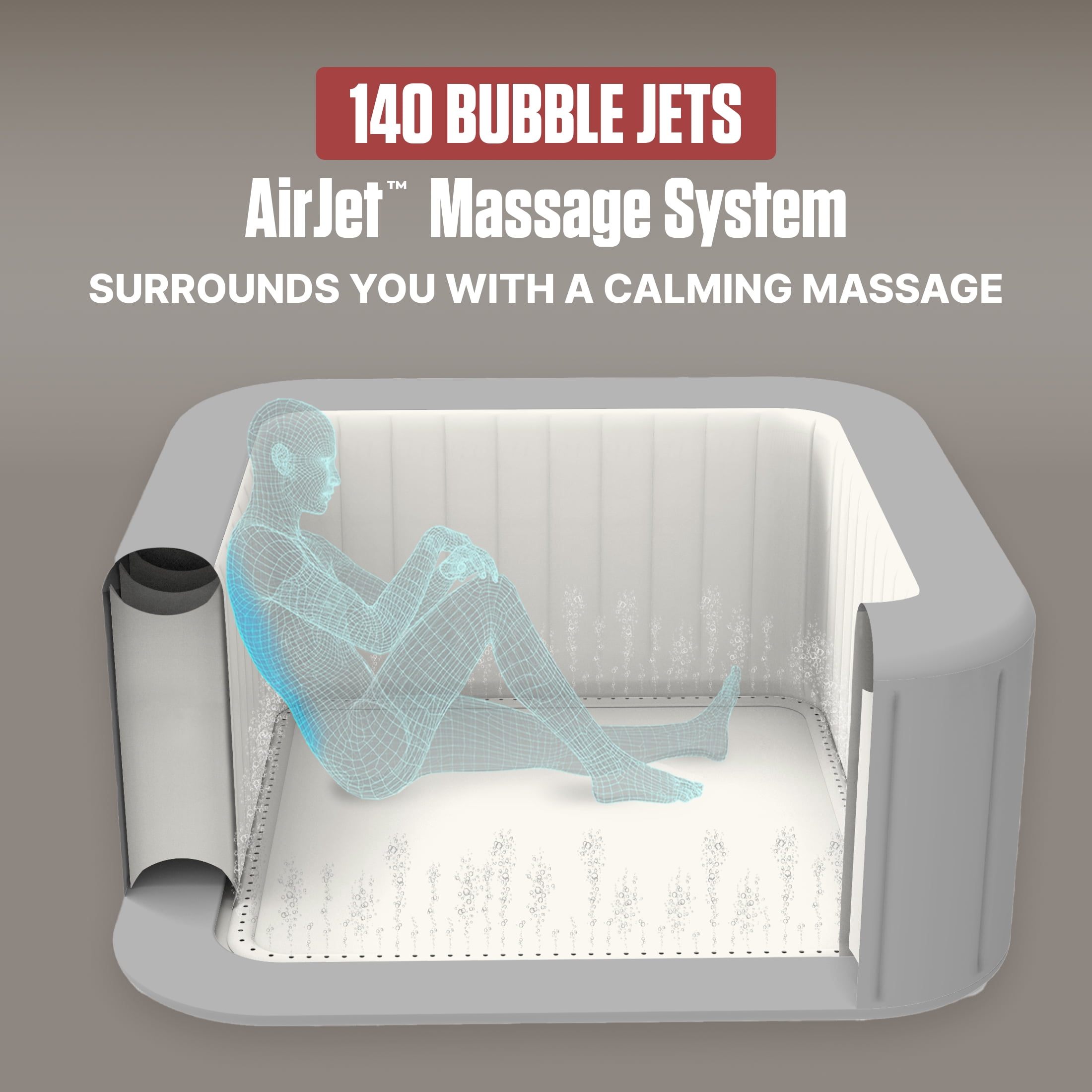 Coleman Hawaii 4-6 Person AirJet Inflatable Hot Tub with EnergySense Cover, Black, 71"x28"
