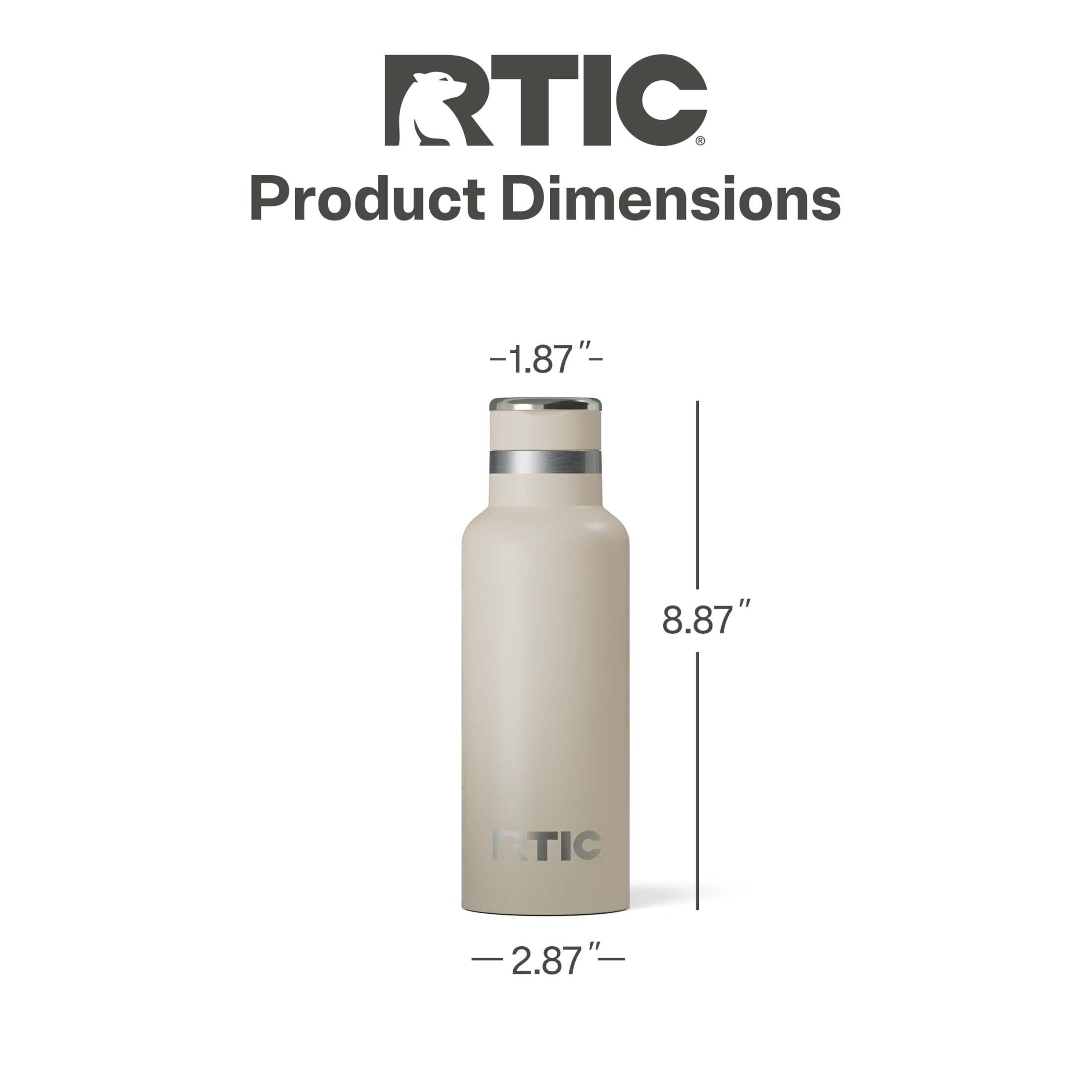 RTIC 16 oz Ceramic Lined Insulated Journey Water Bottle, Leak-Proof Lid, Beach