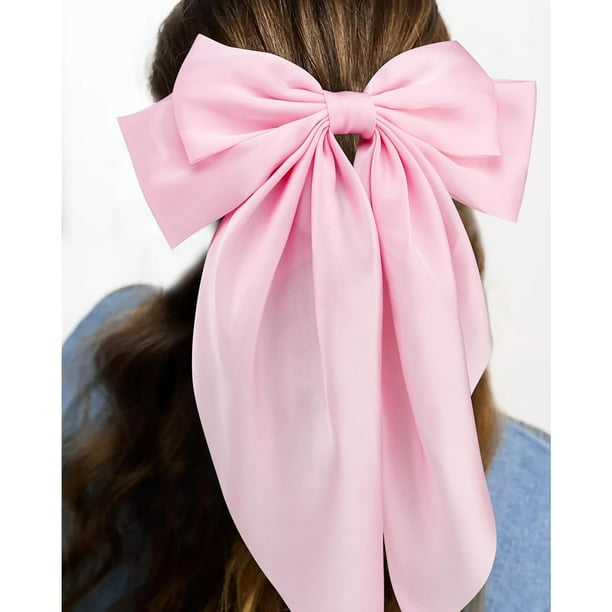 Girls Mermaid Hair Bows – 2 Piece Set With Wavy Ribbon Streamers, Elastic Hair Ties | Party & School Hair Accessories