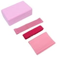 thumbnail image 2 of Juego de 4 herramientas de yoga, ladrillos de yoga, toalla de látex, banda elástica, anillo de resistencia, suministros de yoga para gimnasio en casa (rosa), 2 of 6