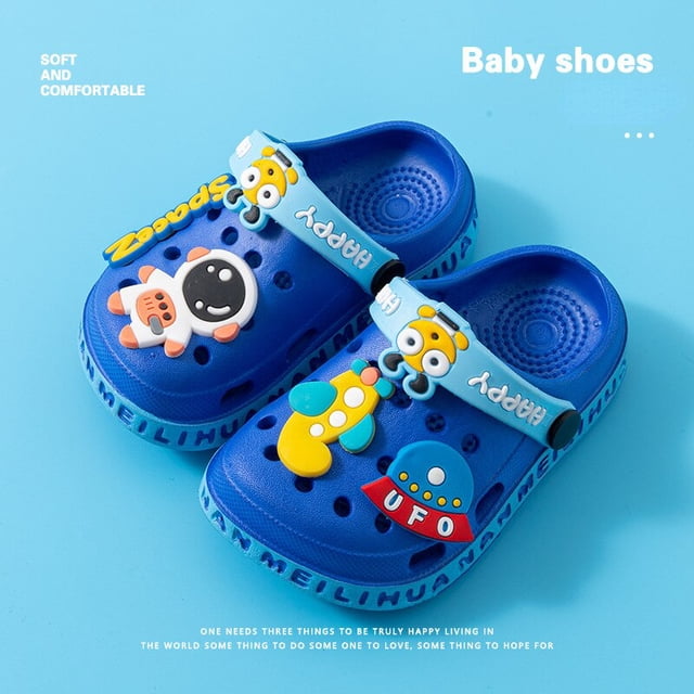 Sandalias antideslizantes para niños, zapatillas de playa de jardín con agujeros de cueva de dibujos animados, zapatos de suela suave de secado rápido