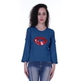thumbnail image 6 of Moomaya Womens Sequin Lips Patch Tshirt Long Sleeves Casual Valentine Top, 6 of 8