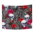 thumbnail image 2 of Tapiz De Acuarela ABPHQTO Calaveras Rosas Flores Y Ramas Decoración Colgante De Pared 128x150 cm, 2 of 4