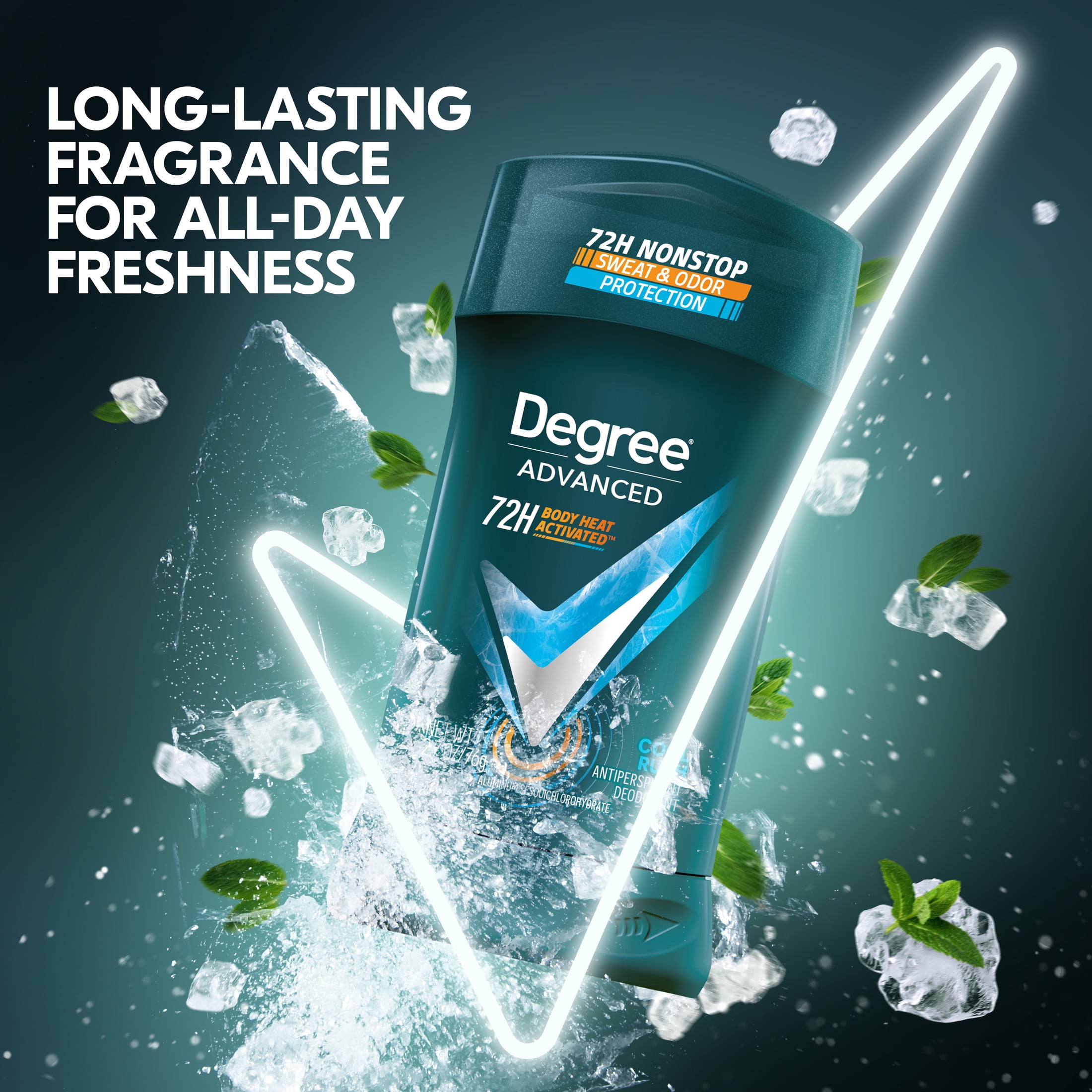Degree Advanced Long Lasting Men's Antiperspirant Deodorant Stick Twin Pack,  Cool Rush, 2.7 oz 