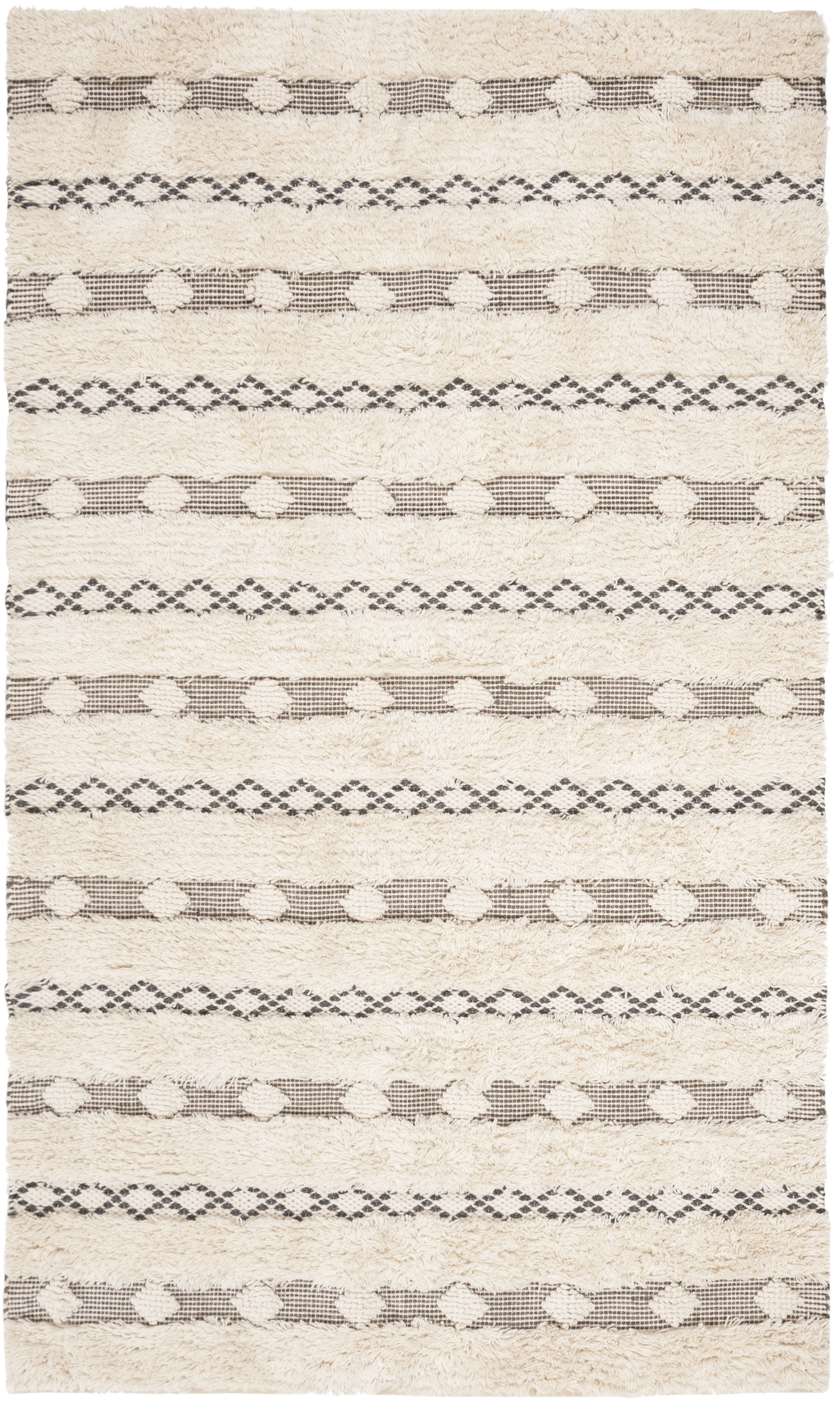 SAFAVIEH Natura Jazmyn Geometric Striped Braided Wool Area Rug, Ivory/Grey, 8' x 10'