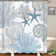 thumbnail image 3 of 4PCS Blue Jellyfish Shower Curtain Sets with Rugs, Waterproof Fabric Shower Curtain, Ocean Sea Turtle Starfish Seahorse Dolphin Fish Marine Anchor Coral Nautical Beach Coastal Bathroom Decor, 3 of 7