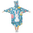 thumbnail image 2 of FORMRS Wearable Blanket Hoodie with Sleeves for Kids Cozy Flannel Sweatshirt, Blue Easter Bunny, 2 of 7