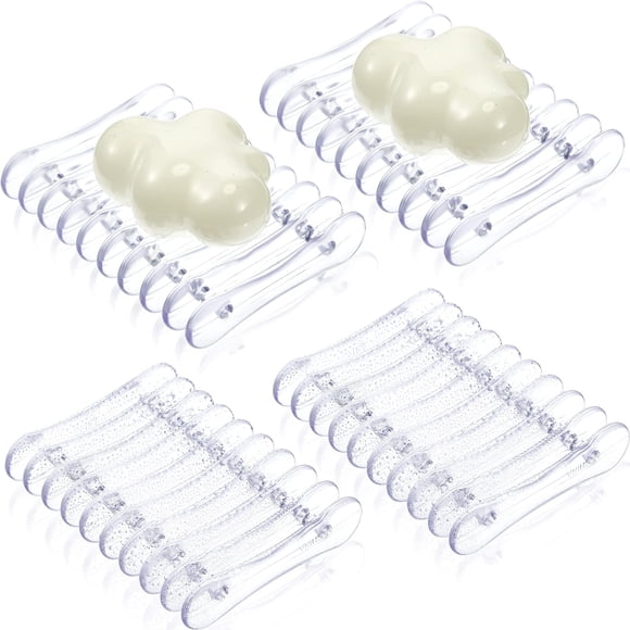 Bandeja protectora de jabón de plástico CHENGU con soporte para jabón (4 piezas)