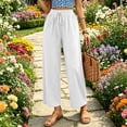 thumbnail image 2 of cfhntfmh Loose Cropped Pants for Women Wide Leg Drawstring Lounge Pants Elastic Waist Casual Trendy Pants, 2 of 7