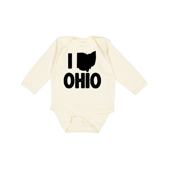 Inktastic I Love Ohio with State Silhouette Boys or Girls Long Sleeve Baby Bodysuit