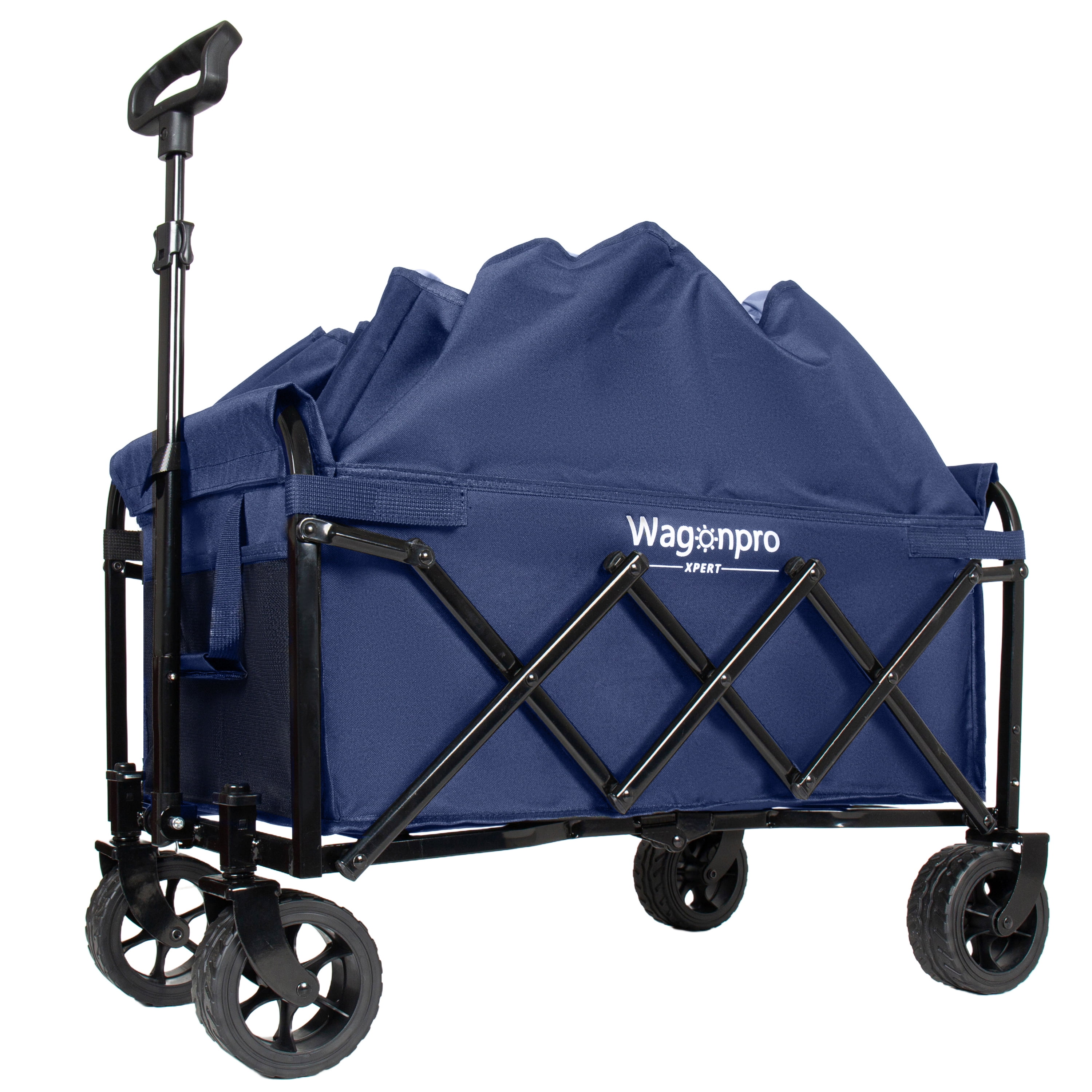 Upgraded 52Inch Wide Wheels Expandable DualLayer Utility Wagon 100Percent Extra Space 220lbs Capacity Grocery Cart Camping Shopping Sports Gardening Fishing Dark Blue