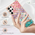 thumbnail image 2 of Feishell for Galaxy S22 Ultra Case, [Raised Lip Screen Drop Protection] Marble Shockproof Protective Slim Glossy Stylish TPU Durable Phone Cover For Samsung Galaxy S22 Ultra, Colorful Scales, 2 of 5