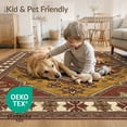 thumbnail image 4 of ODIKA 2'x3' Washable Throw Rug Non-Slip, Low Profile, Flatwoven, Easy Care Distressed Border Farmhouse Folk Lettering Primitive Vintage Refined Structured for Hallway, Study Room, 4 of 7