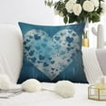 thumbnail image 2 of Valentines Day Blue Heart Series Throw Pillow Covers 18 X 18 Inch, 1 Pcs, Linen Study Sofa Cushion Cover Indoor Living Room Home Decor, 2 of 6