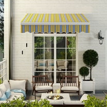 Outsunny 8' x 6.6' Patio Retractable Awning, Manual Sun Shade, Mixed