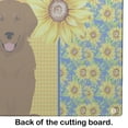 thumbnail image 5 of Summer Sunflowers Mahogany Golden Retriever Glass Cutting Board Large 12 in x 15 in, 5 of 5