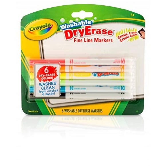 Marcadores borrado seco Crayola punta fina variedad para salón y escuela paquete 6