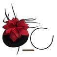 thumbnail image 1 of s para mujer, sombrero retro, cóctel, fiesta de té, sombrero de malla de s para damas, té + Roja Zulema fascinator diadema, 1 of 8