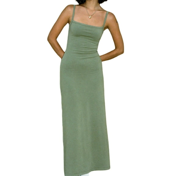 Michellecmm Women Cami Dress Solid Color Sleeveless Backless Party Dress