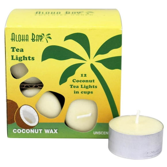 Aloha Bay - Lumières de Thé de Cire de Noix de Coco dans des Tasses Crème Non Parfumée - Pack de 12