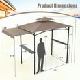 thumbnail image 3 of Gymax 11 x 5 FT Grill BBQ Gazebo w/ Side Awning Double-Tiered Top 2 Side Shelves Brown, 3 of 10