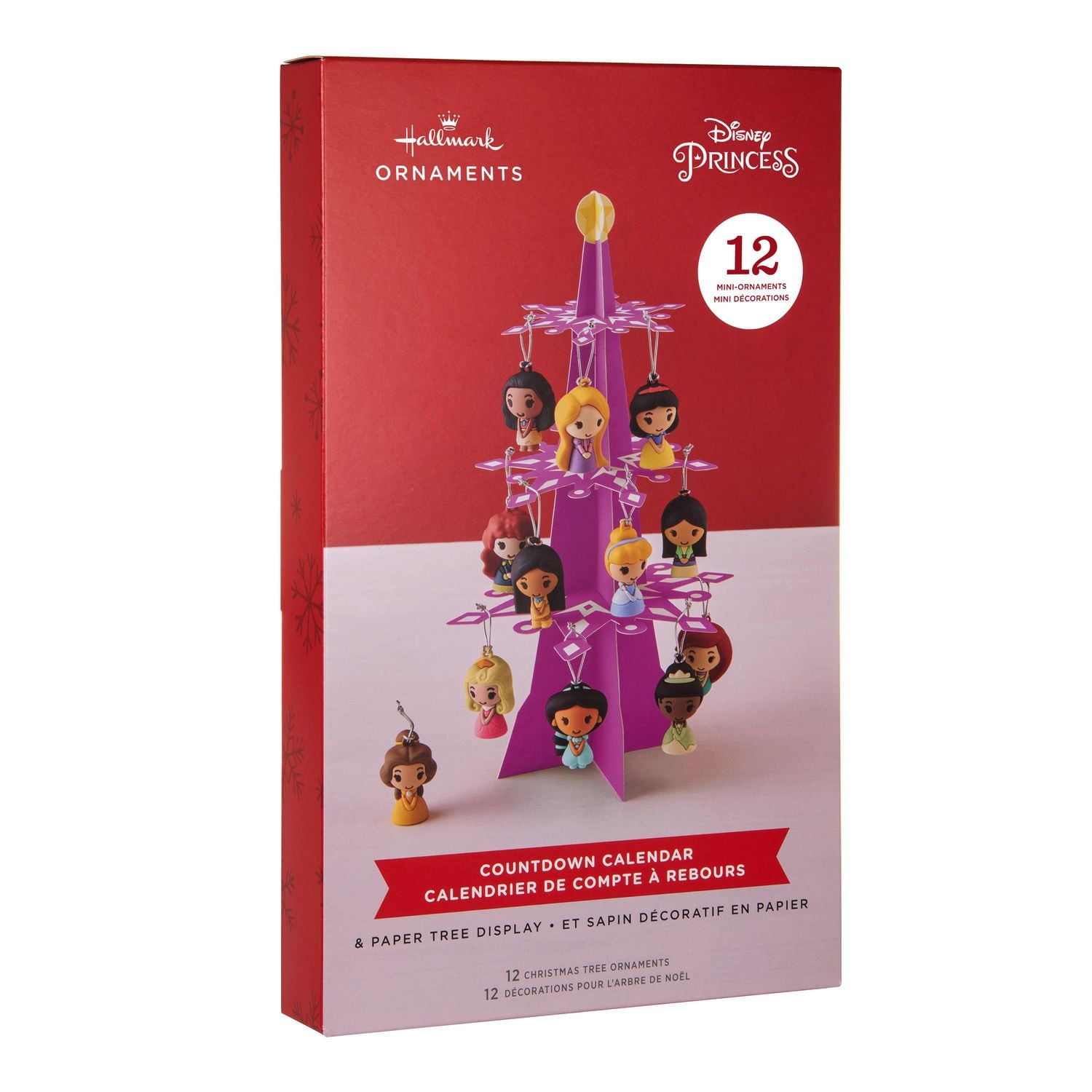 Ensemble de 12 mini décorations de Noël – Hallmark – Princesses de Disney – Calendrier de compte à rebours