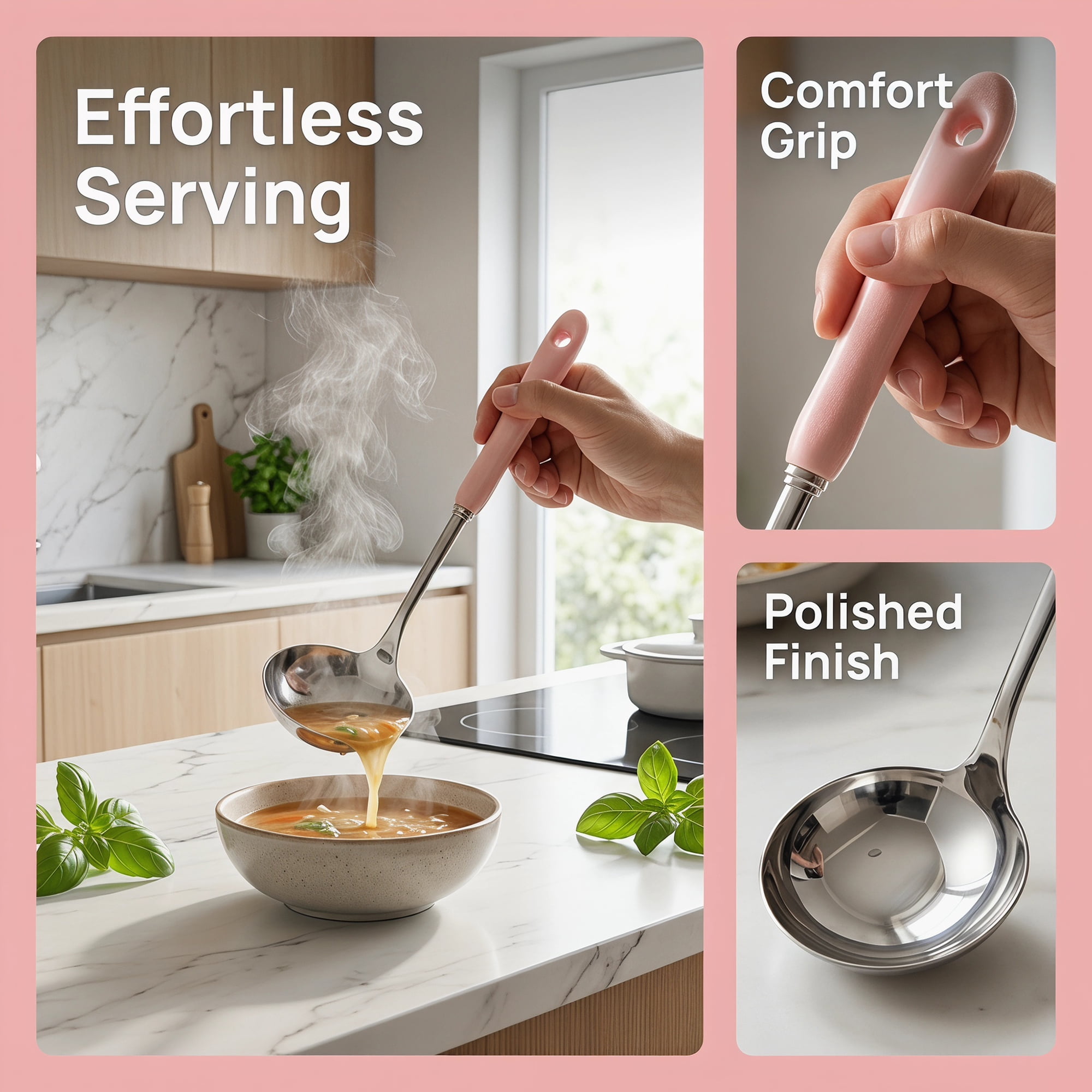 Unique Bargains Color-blocked Kitchen Utensil Set for Home Cooking Pink-Silver A 2pcs