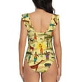 thumbnail image 5 of Disketp African PrintWomen's Ruffled One Piece Swimsuit V Neck-Small, 5 of 8