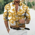 thumbnail image 1 of Camisas hawaianas doradas, camisas de moda para hombres, camisas florales de lujo, blusas de playa de manga larga, camisas de estilo europeo, cadena de ropa para hombres, 1 of 6