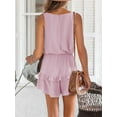 thumbnail image 3 of High Waist Tank Rompers V Neck Beach Womens Flowy Ruffle Layered Shorts Jumpsuit, 3 of 6