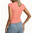 thumbnail image 5 of VNKIDY Womens Solid Color Crew Neck Short Sleeve Ribbed Knit Fitted TShirt Form Fitting Casual Tee For Everyday Wear Outings Casual Events Leisure Top, 5 of 5