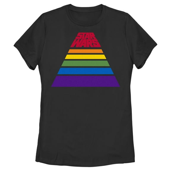 Women's Star Wars Pride Rainbow Stripe Pyramid Logo Graphic Tee Black Large