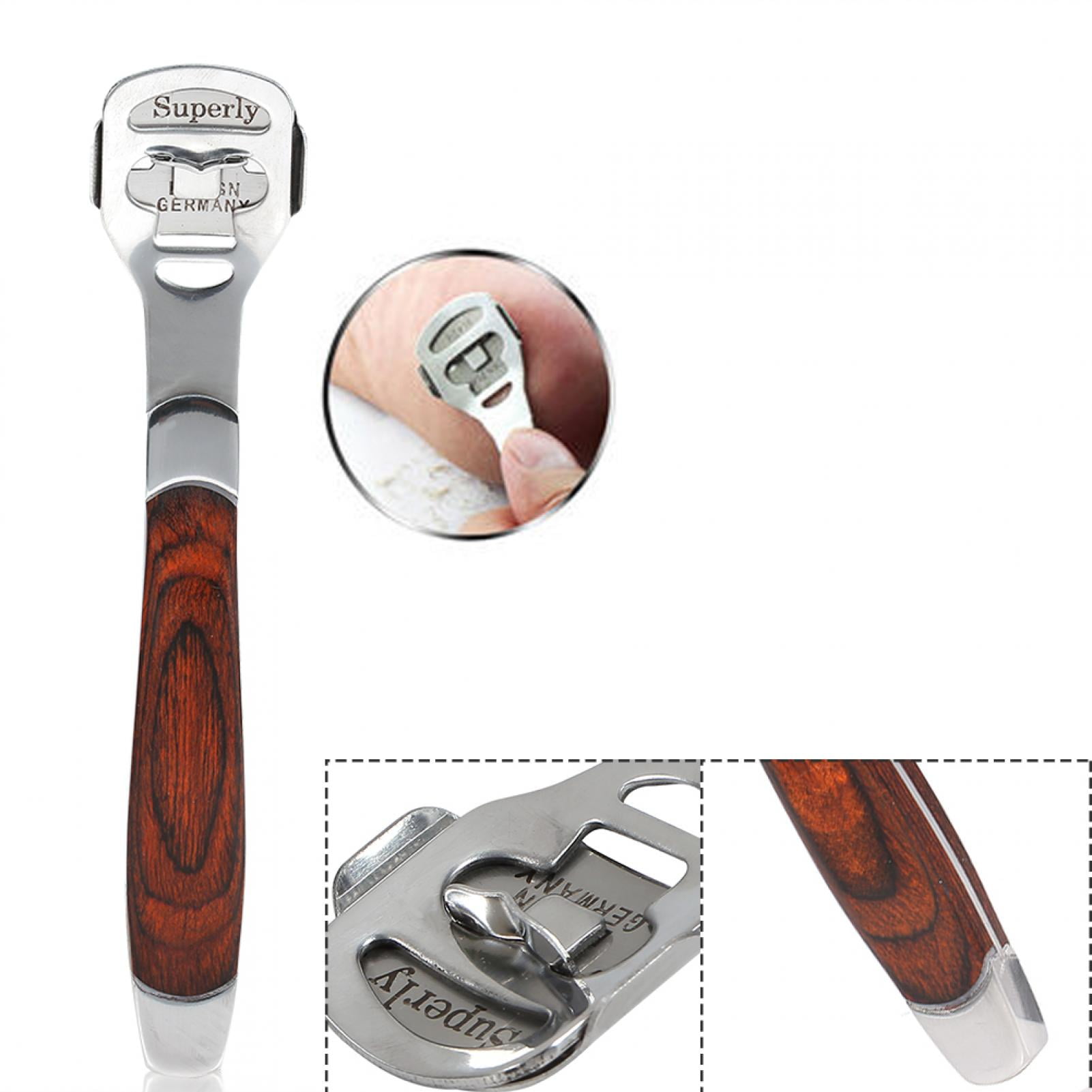 EECOO Foot Care Pedicure Callus Shaver Hard Skin Remover Wood Handle with 10 Blade & Box