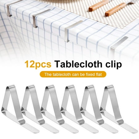 

ALIMARO 12pcs Tablecloth Clips Set Stainless Steel Table Cloth Cover Clamps Heavy Duty Outdoor Tablecloth Fixing for Restaurant Picnics Banquet Weddings Graduation Party
