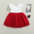 thumbnail image 2 of Xingqing Robe Tutu en Dentelle à Manches Volantes pour Bébé Fille, Vêtements de Fête Princesse Rouge 3-4 Ans, 2 of 8