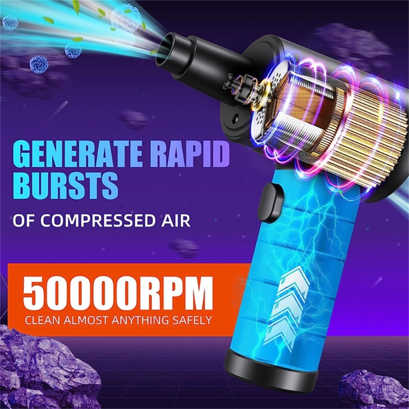 Compressed Air Duster 50000RPM Electric Air Duster 6000mAh Battery Cordless Dust