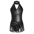 thumbnail image 6 of iiniim Kids Girls Sleeveless Shiny Sequin Leotard Tassel Hem Dress Latin Belly Dance Costume 6-16, 6 of 7