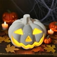 thumbnail image 4 of Ovzne Halloween Ceramic Pumpkin Lantern – 1Pc Luminous Desktop Decoration , Scene-Setting Ornament For Home, Office Party, 4 of 5