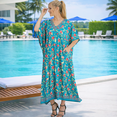 thumbnail image 4 of Miss Lavish London Women Kaftans Dresses, Teal, L, 4 of 6