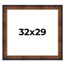 32x29 Frame Brown Walnut Gold Ornate Trim Solid Wood Plein Air Picture Frame | 3 Inch Moulding