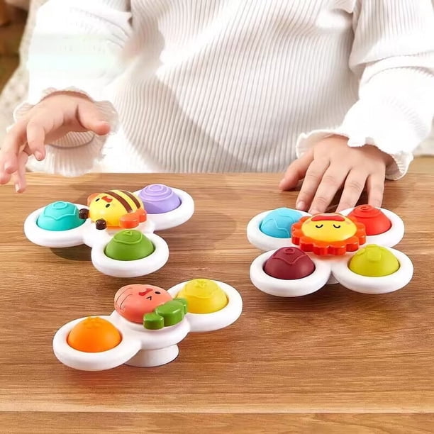 Juguete giratorio de dibujos animados para bebé juguete educativo de giroscopio de insectos coloridos sonajero para la yema del dedo juguetes de baño para niños y niñas regalo 1 piezas