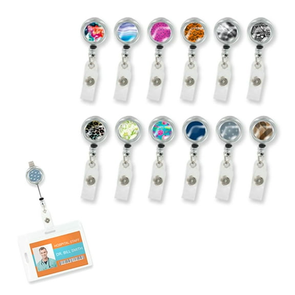 1 ID Card Badge Holder Retractable Reel Lanyard Name Tag Key Colored Carabiner