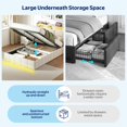 thumbnail image 6 of Greenstell Twin Size Lift up Hydraulic Platform Storage Bed Frame with Led Light & Charging Station, Fabric Channel Wingback Headboard, Off White, 6 of 11