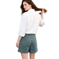 thumbnail image 4 of Nestiefly Women Linen Shorts Summer Casual Bermuda Short High Waisted Bermuda Shorts Dressy Wide Leg Short with Pockets Sky Blue L, 4 of 6