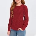 thumbnail image 7 of Efsteb Girls Long Sleeve Shirts Casual Round Neck Knit Top Fashion Comfy Cute Tops Solid Color Loose Blouses (Red,9-10 Years), 7 of 7